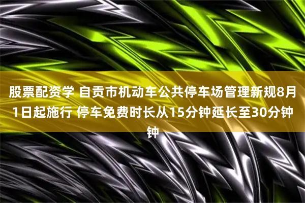股票配资学 自贡市机动车公共停车场管理新规8月1日起施行 停车免费时长从15分钟延长至30分钟